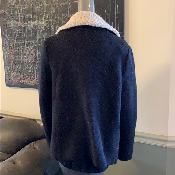 NWT Zara Knit Sherpa Trim Oversized Sweater Jacket - Picture 5 of 8